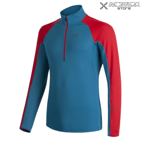 Preview: Montura Run Soft Zip Maglia Herren - dunkelpetrol/rot