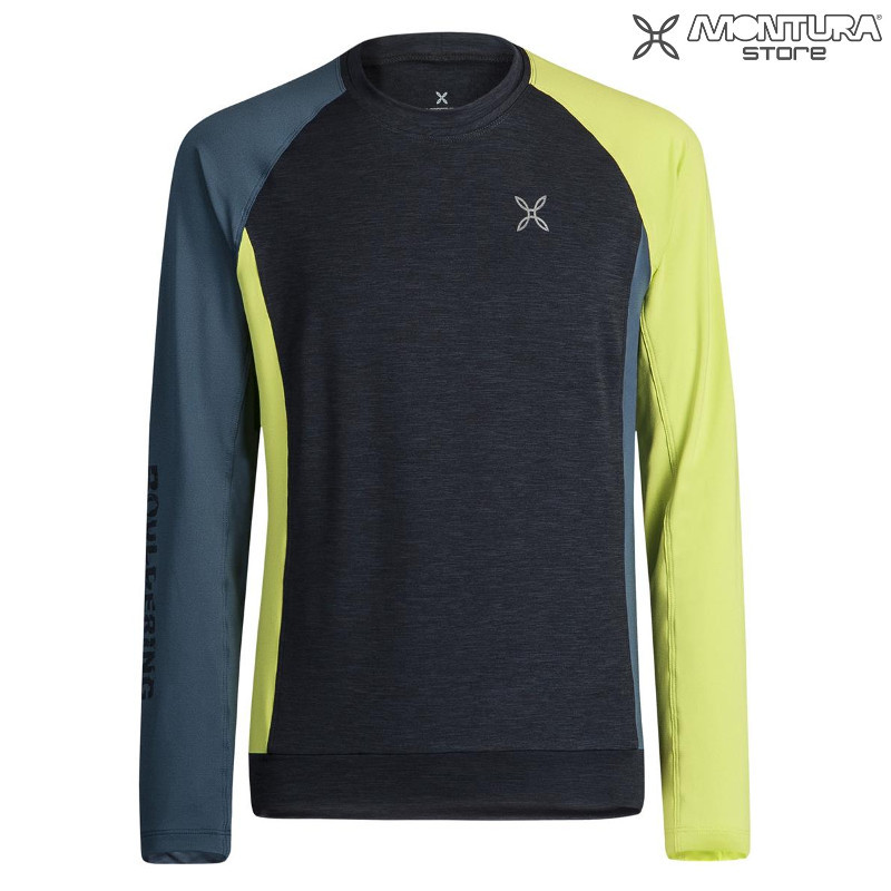 Montura Bouldering Color Maglia Herren - jeansblau/gelbgrün