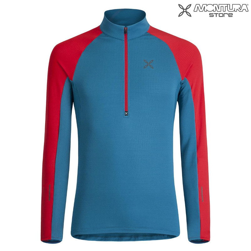 Montura Run Soft Zip Maglia Herren - dunkelpetrol/rot